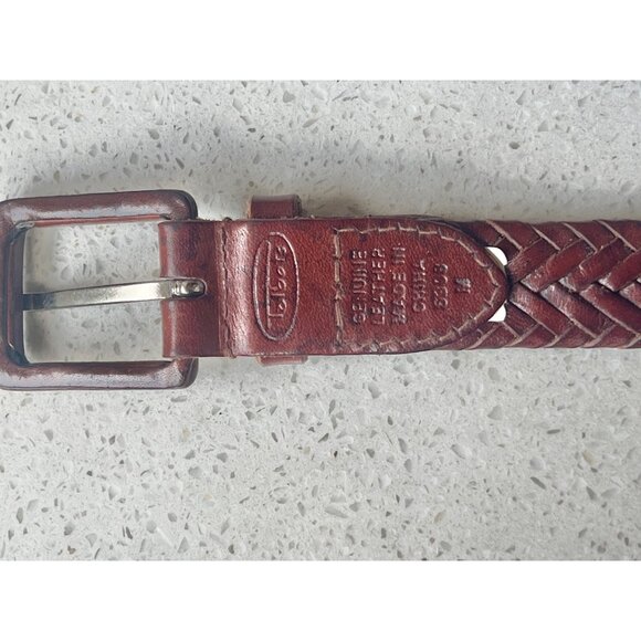 Talbots Womens Braided Leather Belt Brown 0.75" x 37”  Buckle 1.75” - Picture 7 of 10